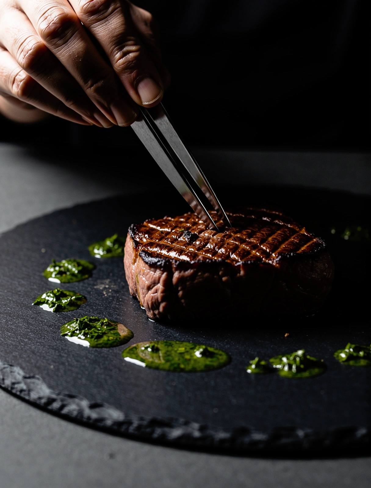 Präzise angerichtetes Gourmet-Gericht in der Fitplate-Küche